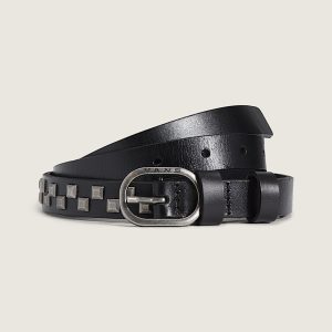 Check Leather Belt