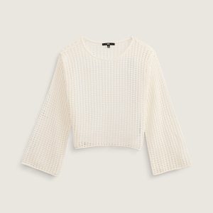 Mila Open Knit Crop Crew Sweater